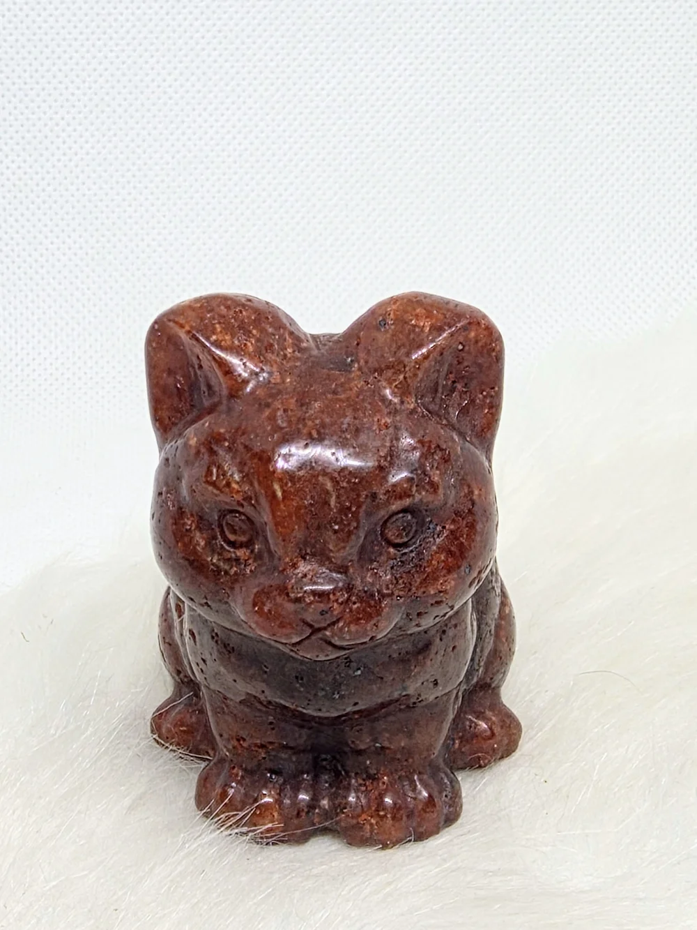 Strawberry Quartz Cat Carving | Natural Crystal Cat Figurine | Pet